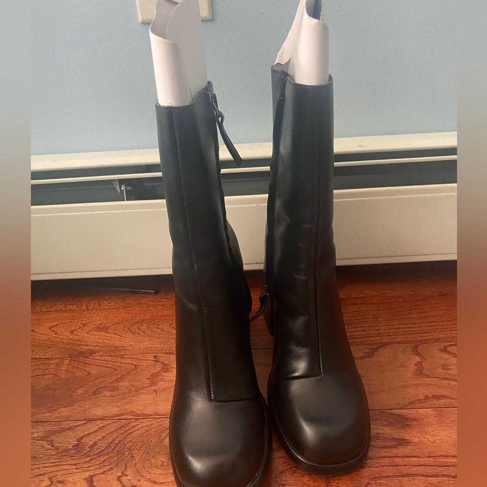 NA-KD leather ankle / calf platform boots with thick block heel - Picture 4 of 15